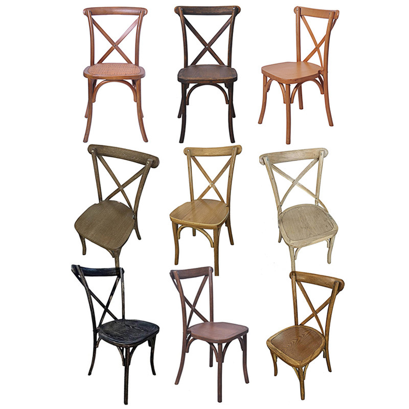 High Quality Brown Wooden Cross Dining Chairs for Restaurants Wedding